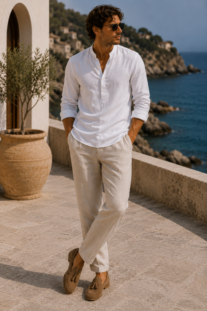 Camisa Henley - Lino Premium
