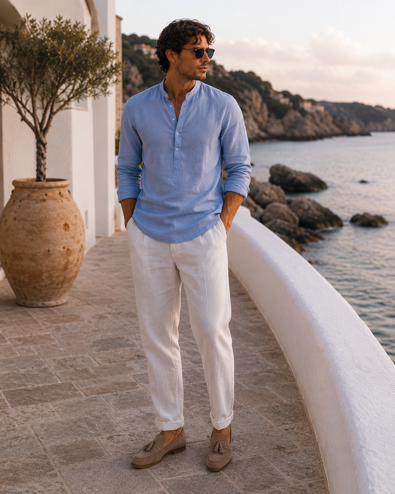 Camisa Henley - Lino Premium