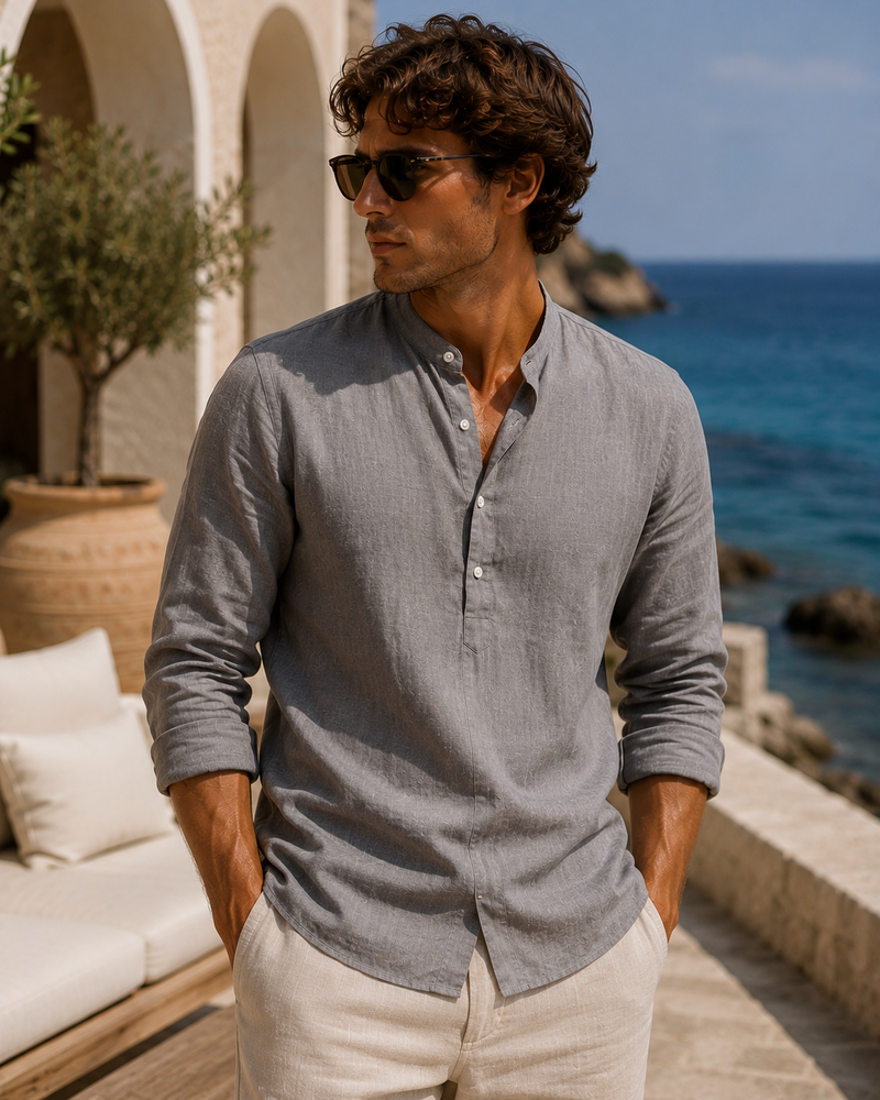 Camisa Henley - Lino Premium