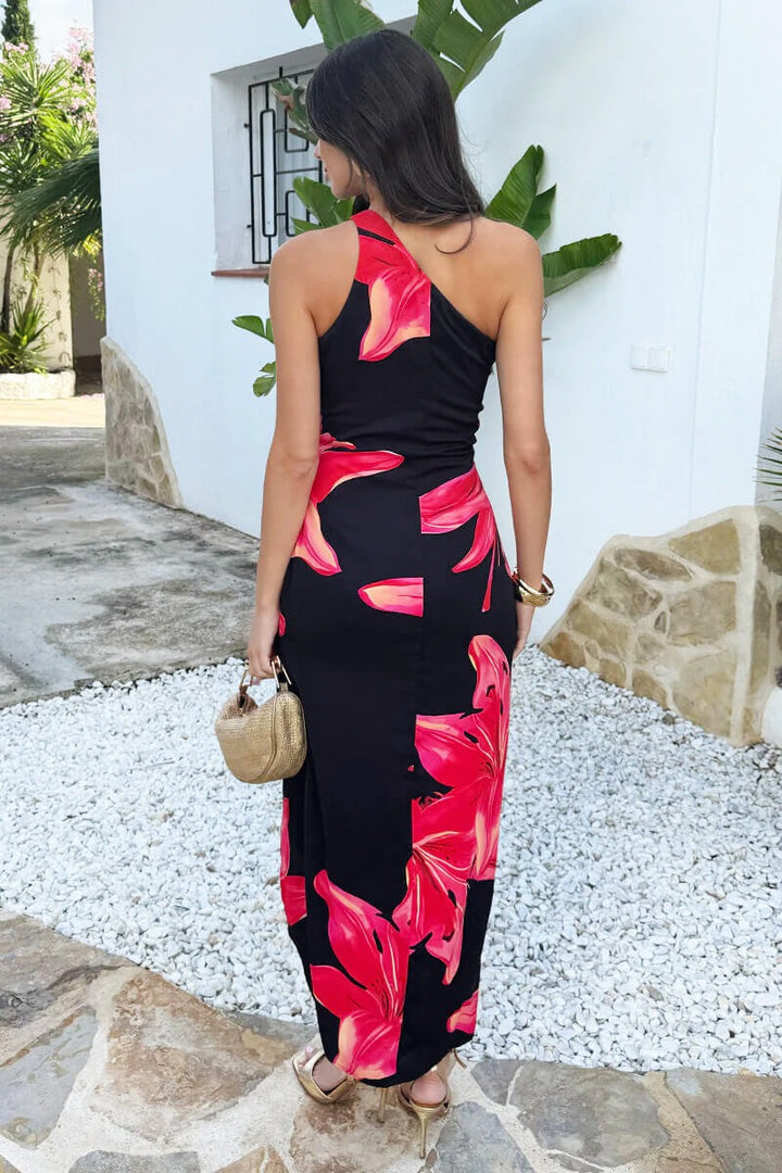 Vestido Coral - Midi Asimétrico